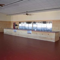Cafeteria with red floor by Kucel Contractors